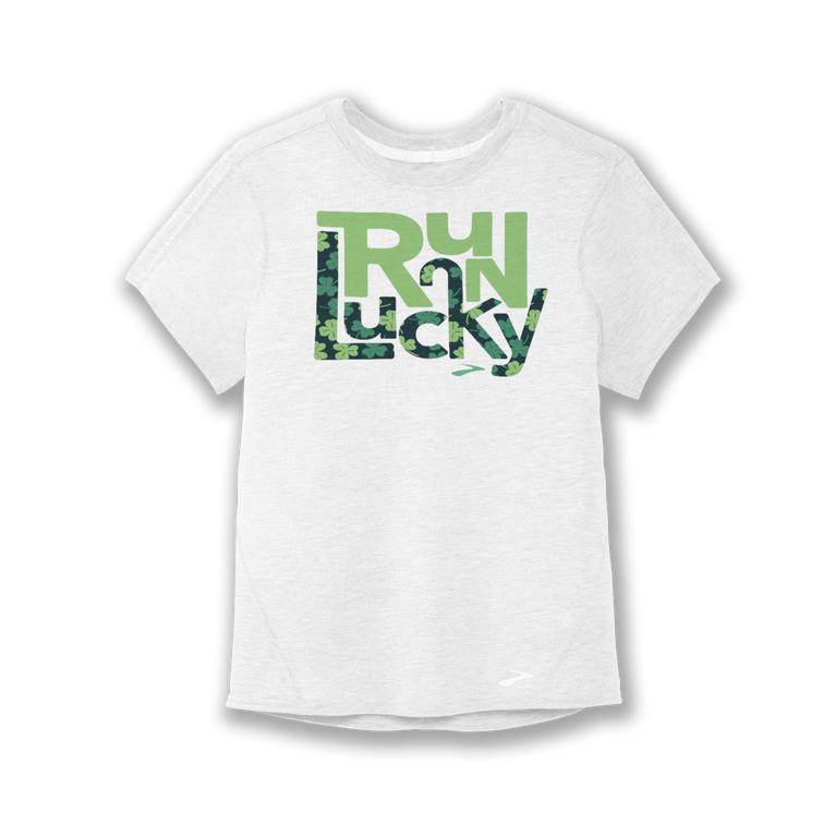 Brooks Distance Graphic tee Short Sleeve Running Shirt - Women's - White/Run Lucky/St. Patricks Day